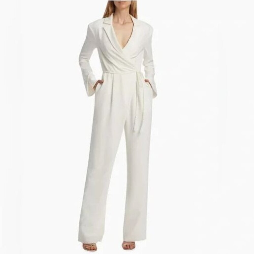 NEW Cinq a Sept Womens 0 Holiday Macie‎ Wrap Jumpsuit Long Sleeve Tassel Tie